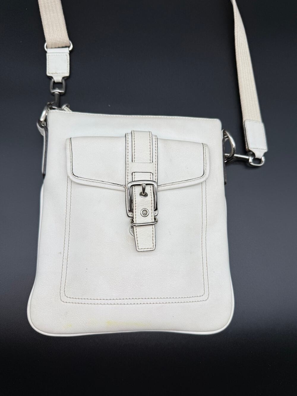 Coach Hamptons Swingpack Crossbody Bag Women's White Leather Adjustable Strap